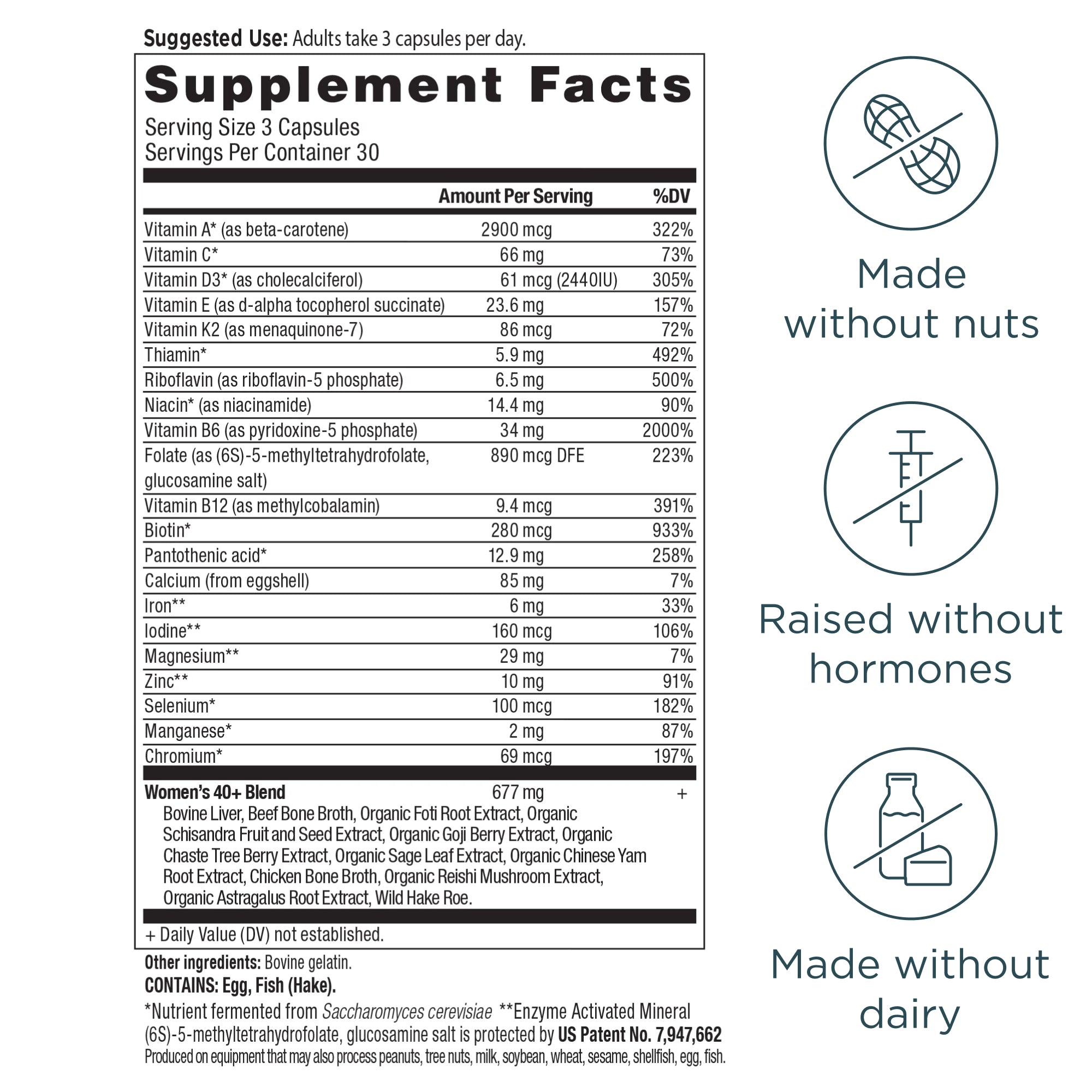 ancient multi women's 40+ supplement label