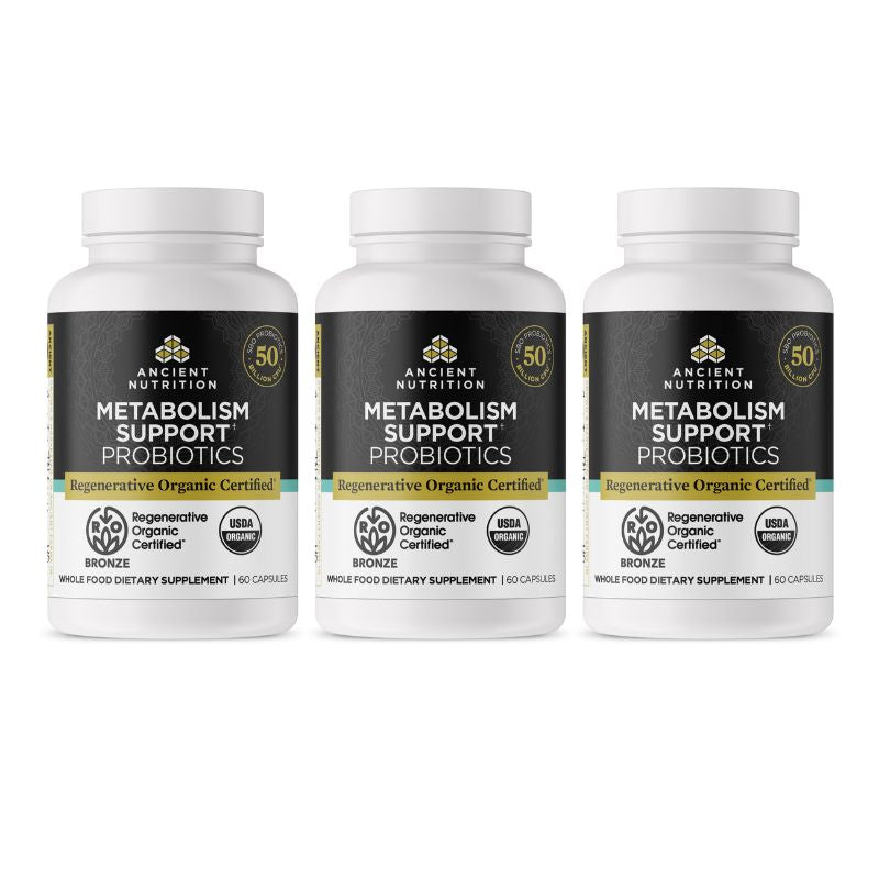 Buy 2, Get 1 Free Regenerative Organic Certified® Metabolism Support Probiotics | Capsules (60 Capsules)