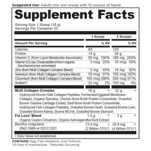 Multi Collagen Advanced Lean Powder Cinnamon (25 Servings) supplement label