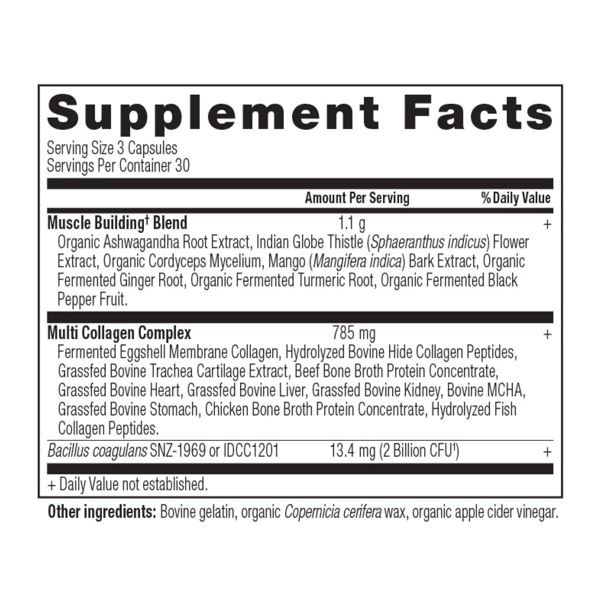 Multi Collagen Advanced Muscle Capsules supplement label