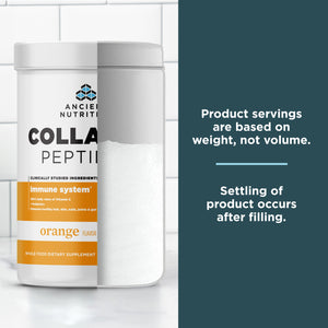a bottle of Collagen Peptides Protein Powder Immune (12 Servings) 3/4 full