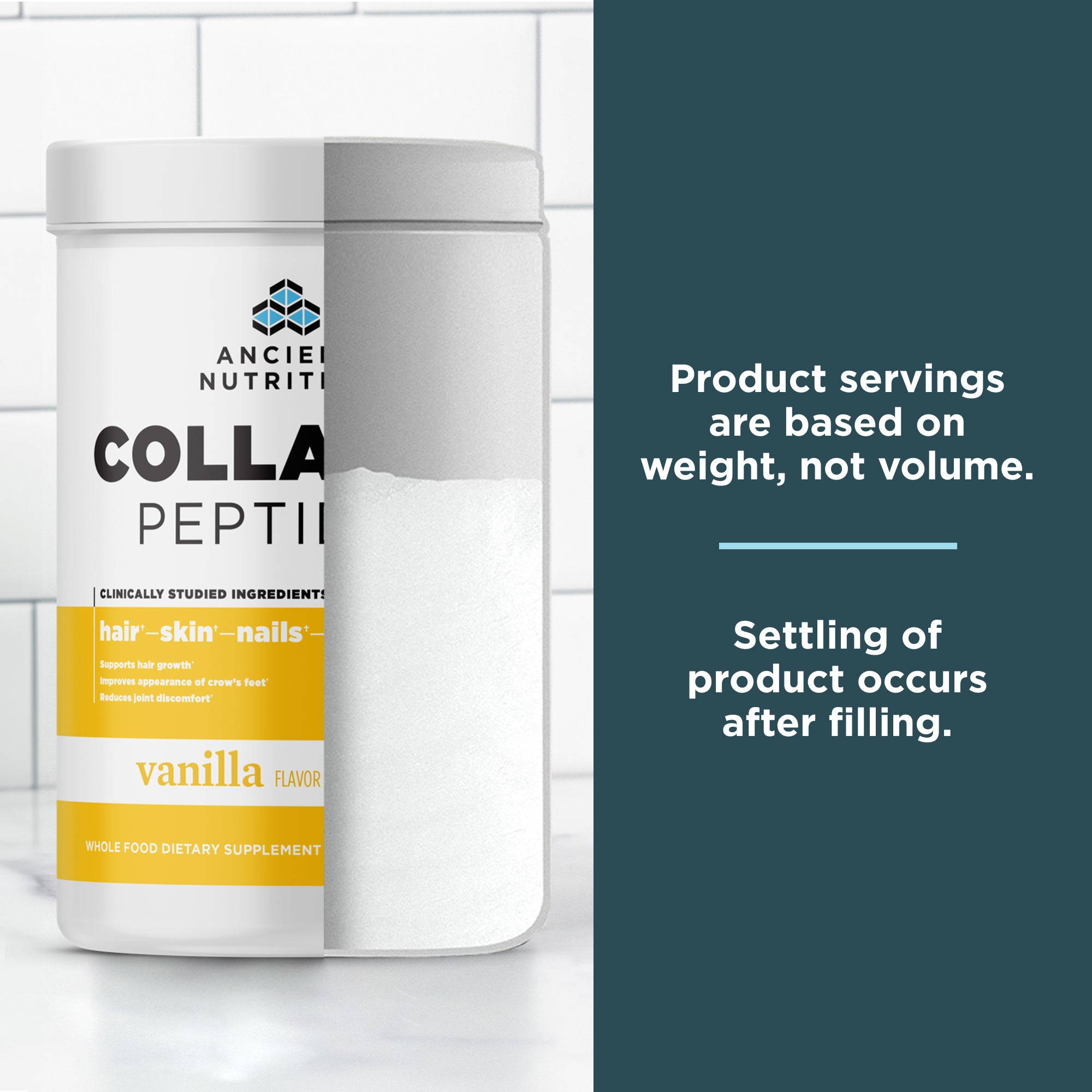 collagen peptides vanilla powder 3/8 full
