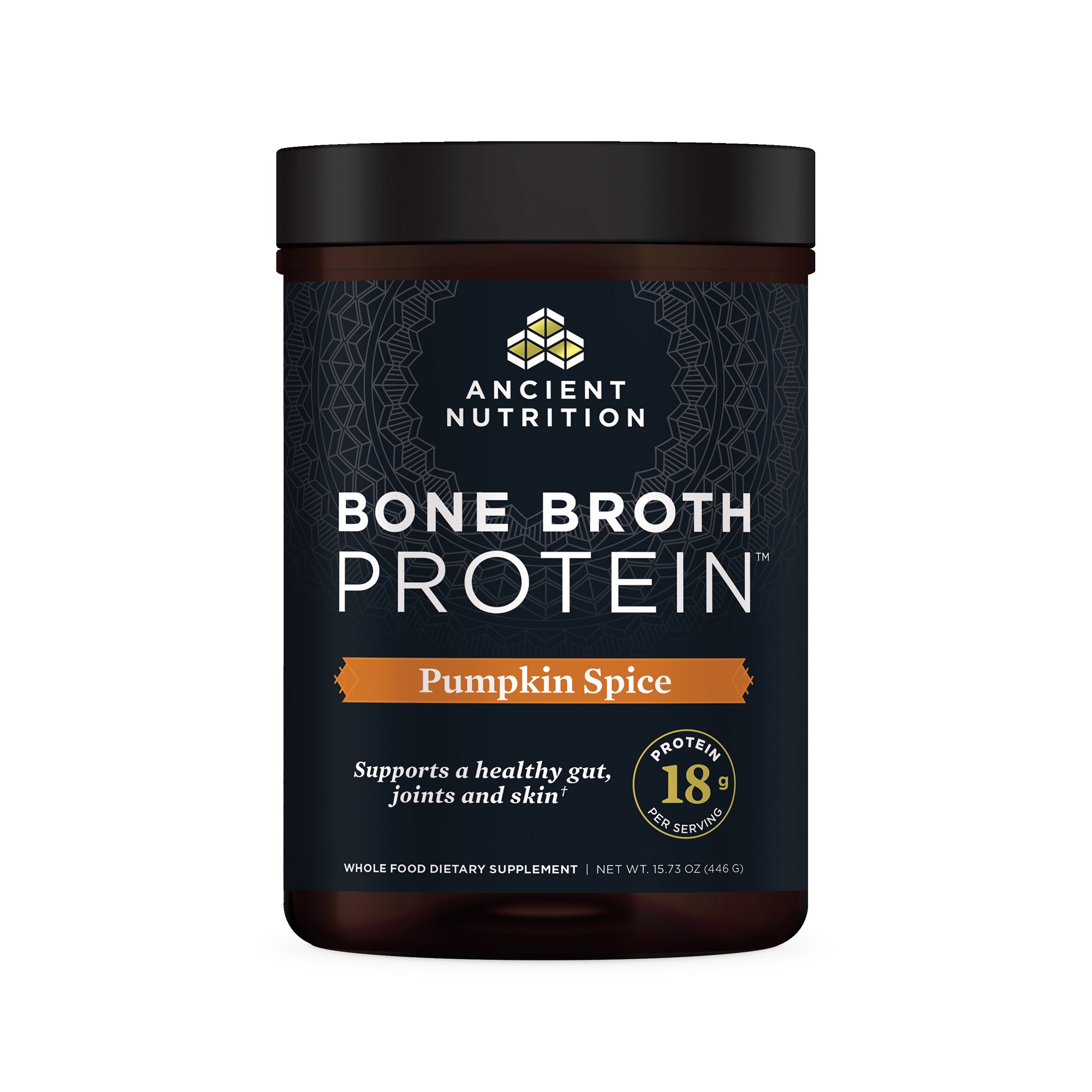 Bone Broth Protein Powder Pumpkin Spice (20 Servings) front of bottle