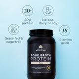 Bone Broth Protein Powder Pure (40 Servings) on a teal background