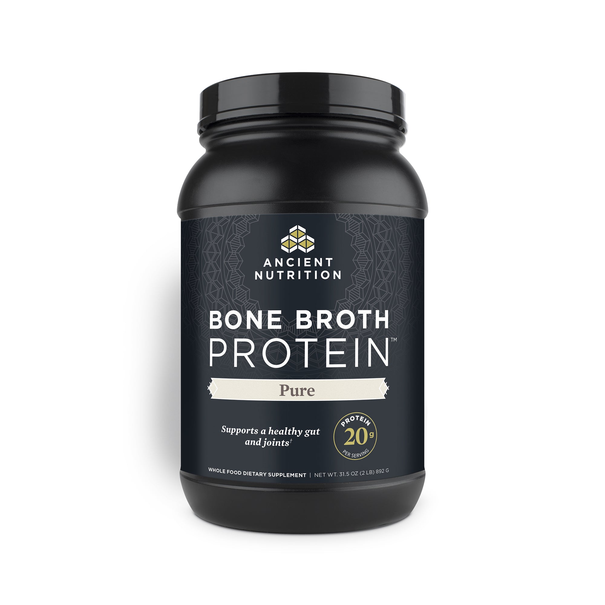 Bone Broth Protein Powder Pure (40 Servings) front of bottle