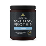Ancient Nutrition Bone Broth Protein container with vanilla flavor on a white background