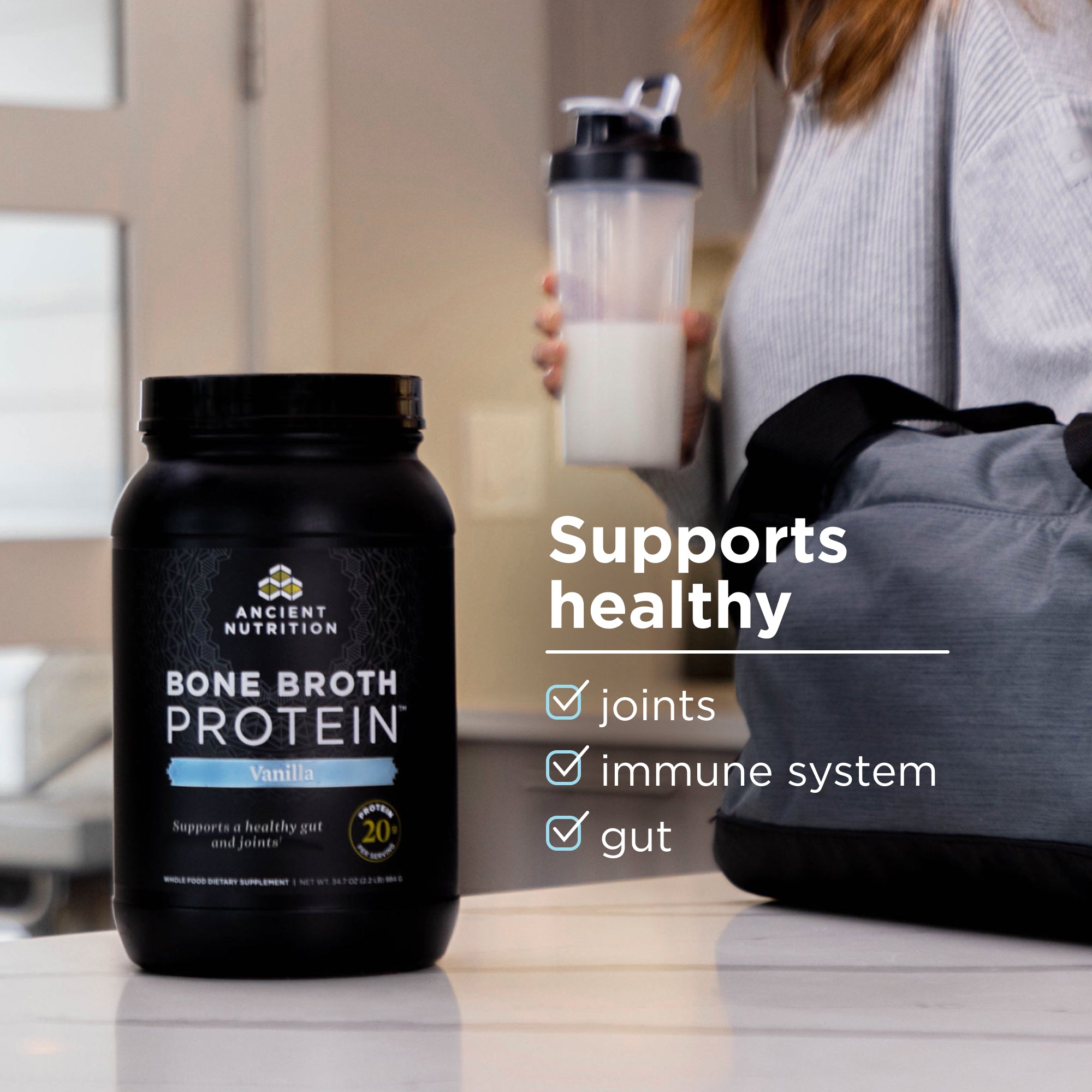 supports healthy joints, immune system, gut