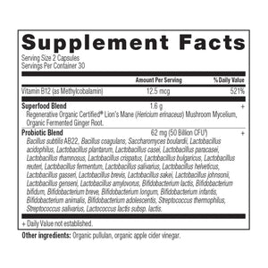 Regenerative Organic Certified™ Extra Strength Probiotics supplement label