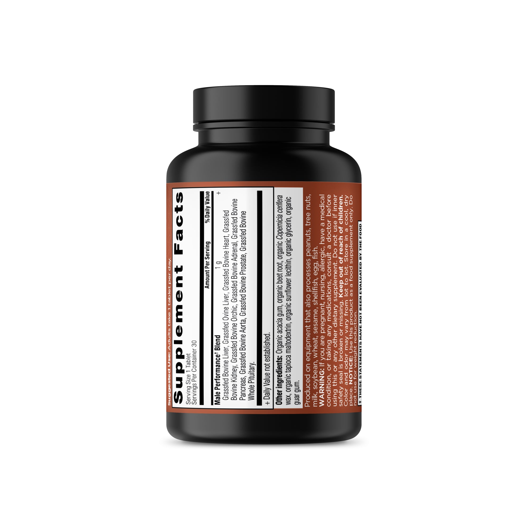 Male Performance Once Daily Tablets back of bottle