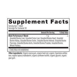Male Performance Once Daily Tablets supplement label