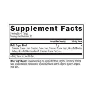 Organs Blend Once Daily Tablets supplement label