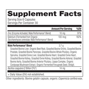 male performance organ blend supplement label