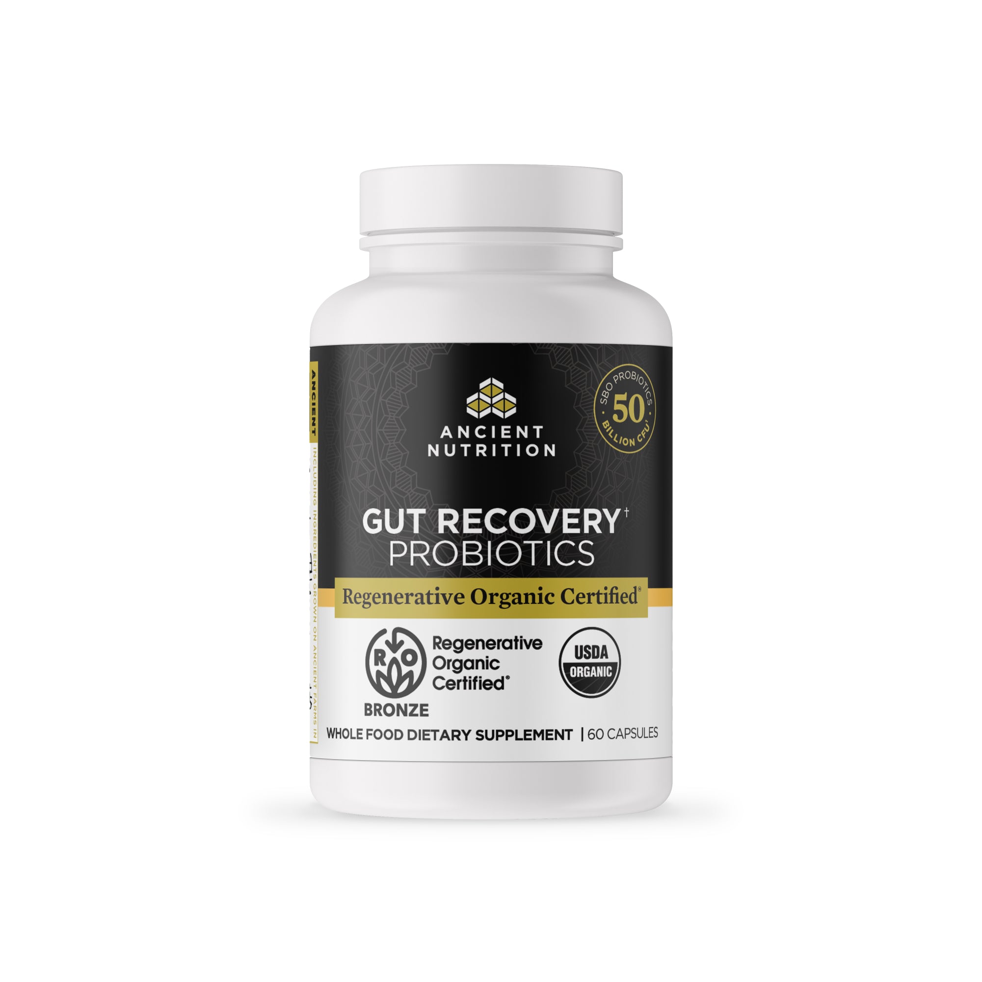 Regenerative Organic Certified® Gut Recovery Probiotics Capsules (60 Capsules) front of bottle