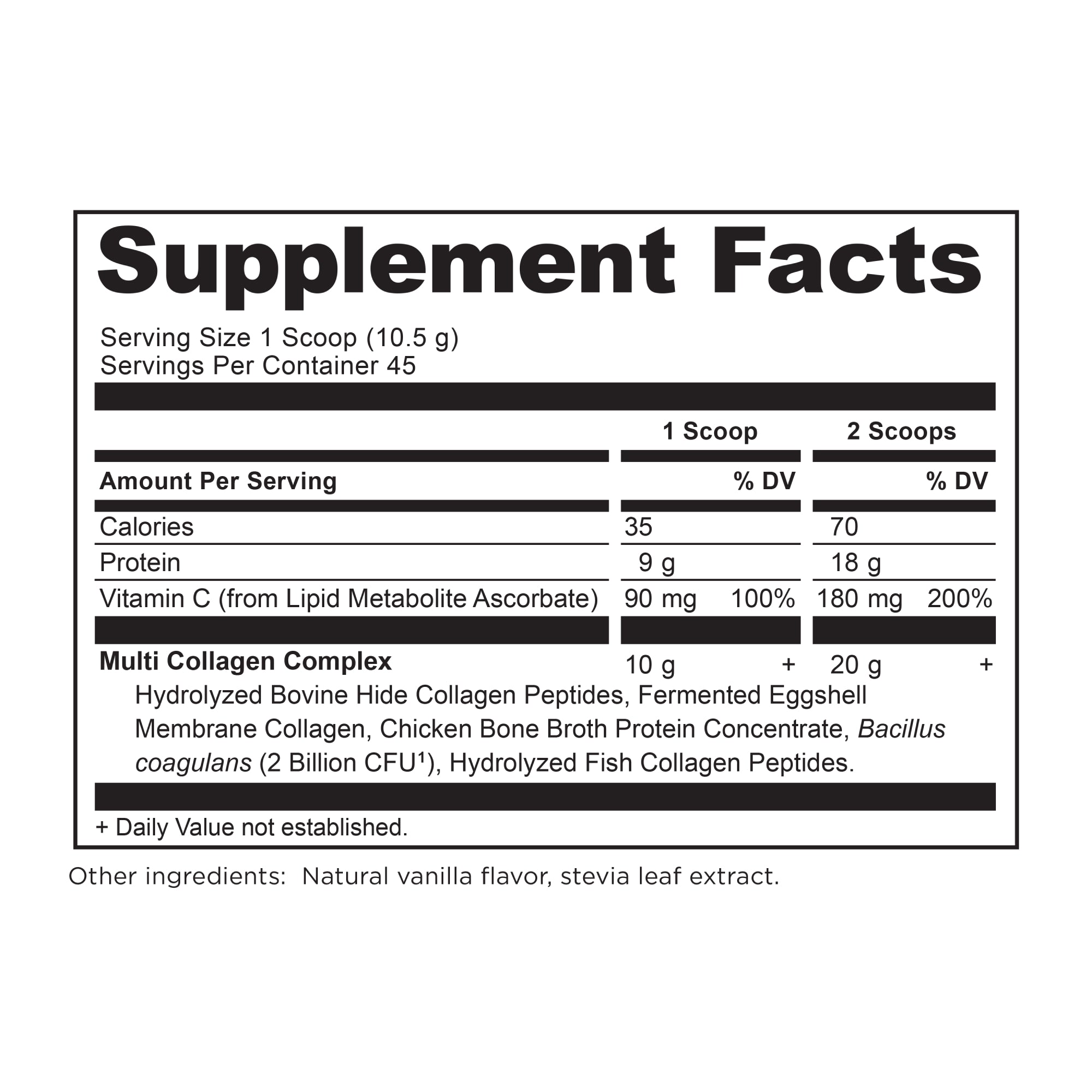 multi collagen protein vanilla supplement label