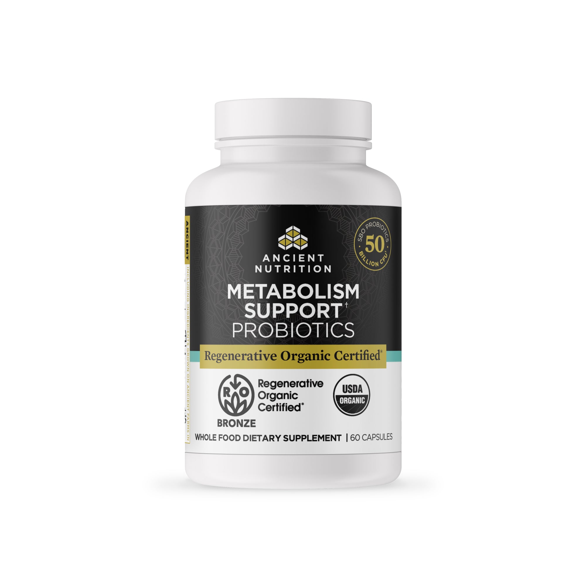 Regenerative Organic Certified® Metabolism Support Probiotics Capsules (60 Capsules) front of bottle