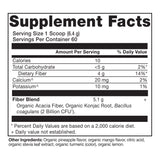 Organic Fiber Powder Pineapple Mango Flavor (60 Servings) supplement label