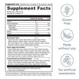 Supplement label with facts and ingredients on a white background