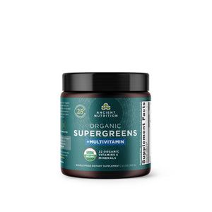 Organic SuperGreens + Multivitamin Powder (12 Servings) front of bottle
