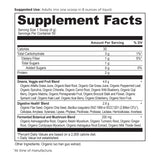Organic SuperGreens Powder Greens Flavor (50 Servings) supplement label