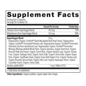 Regenerative Organic Certified™ SuperVeggies  supplement label