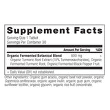 Organic Turmeric Tablets supplement label