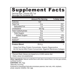 Whey Protein Powder Vanilla supplement label