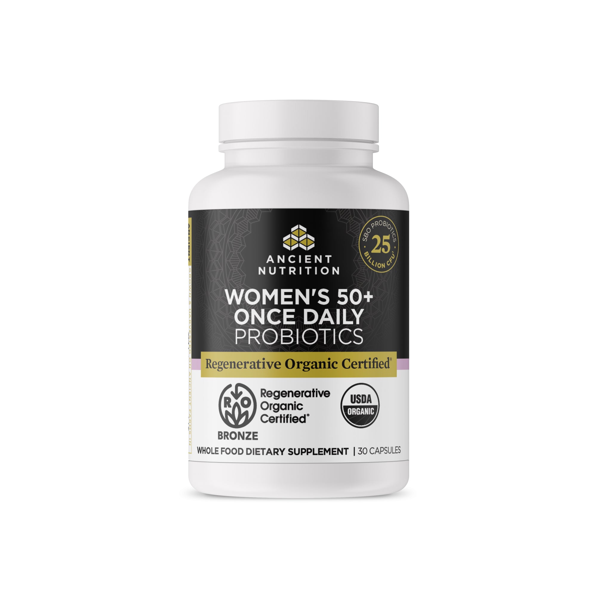 Regenerative Organic Certified™ Women's 50+ Once Daily Probiotics front of bottle
