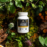 a bottle of Regenerative Organic Certified™ Women's Once Daily Probiotics on a mossy rock