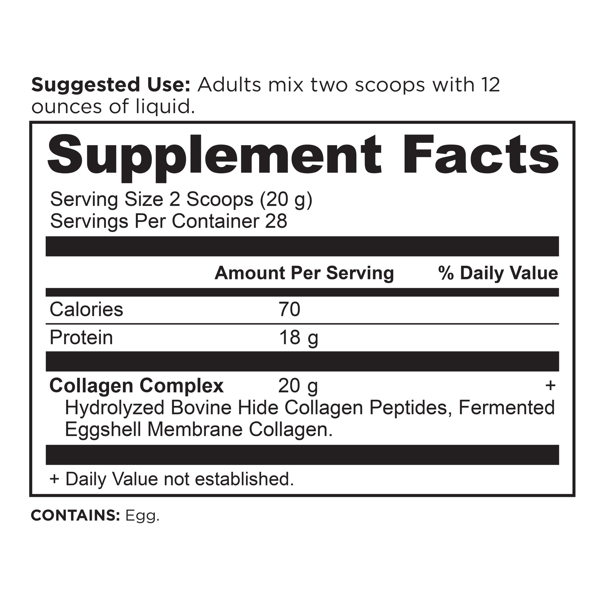 Collagen Peptides Protein Powder Unflavored 28 Servings supplement label