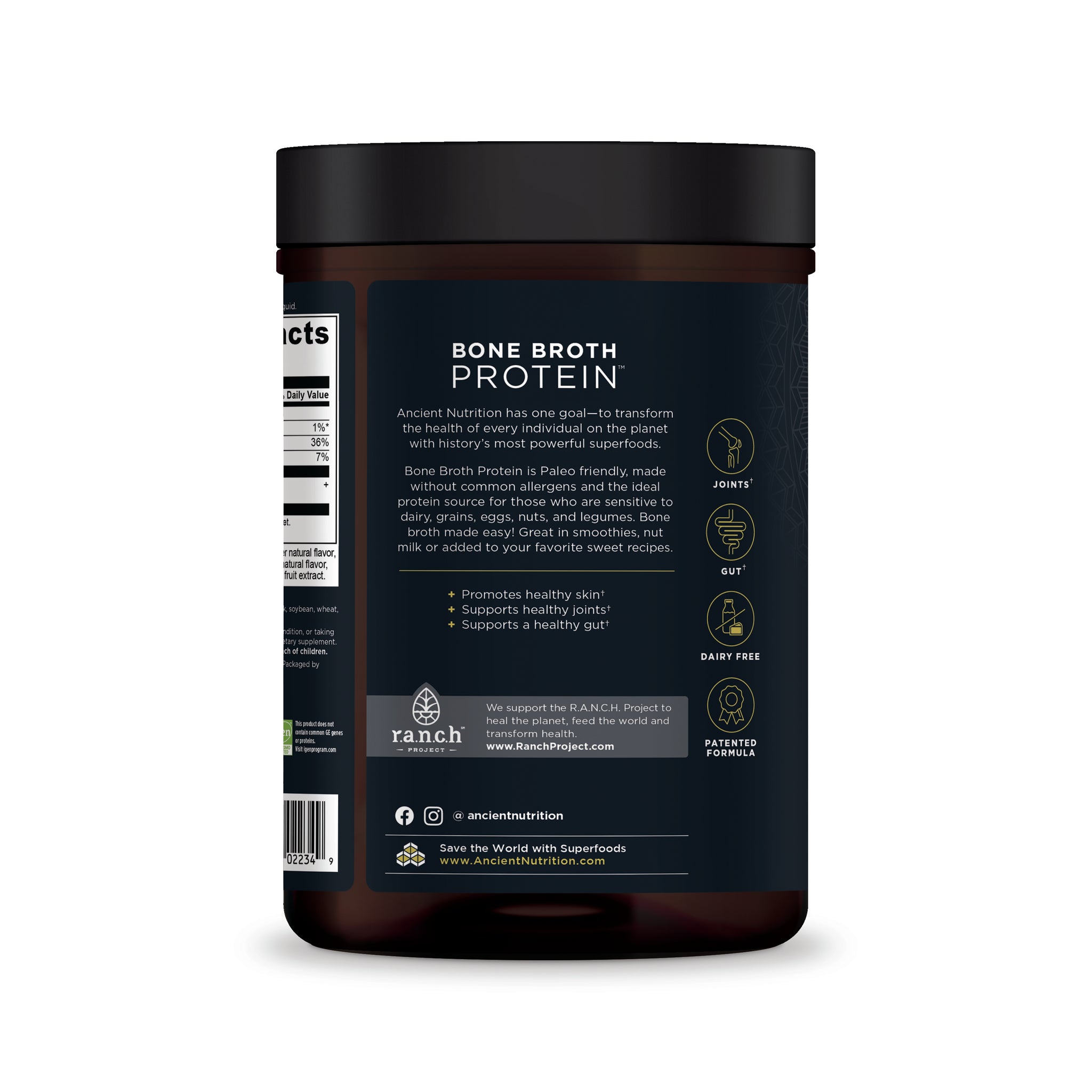 Product side panel: Promotes Health skin & Supports Health Joints & gut. 