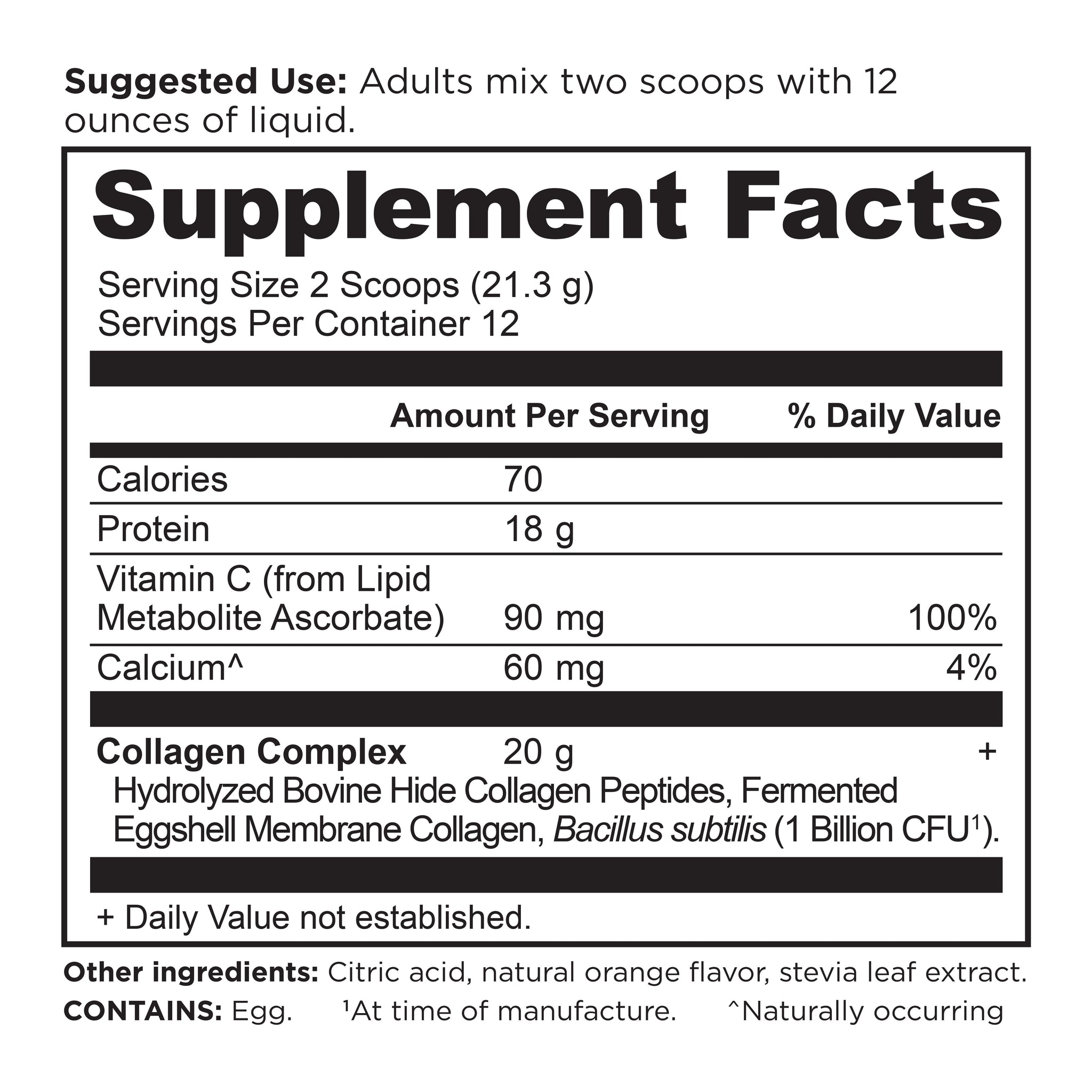 Collagen Peptides Protein Powder Immune (12 Servings) supplement label