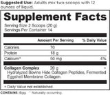 Collagen Peptides Protein Powder Unflavored (14 Servings) supplement lable