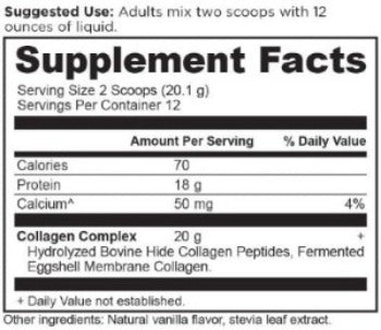 collagen peptides vanilla supplement label