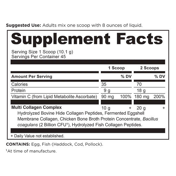 multi collagen protein supplement label