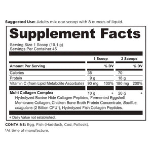 multi collagen protein supplement label