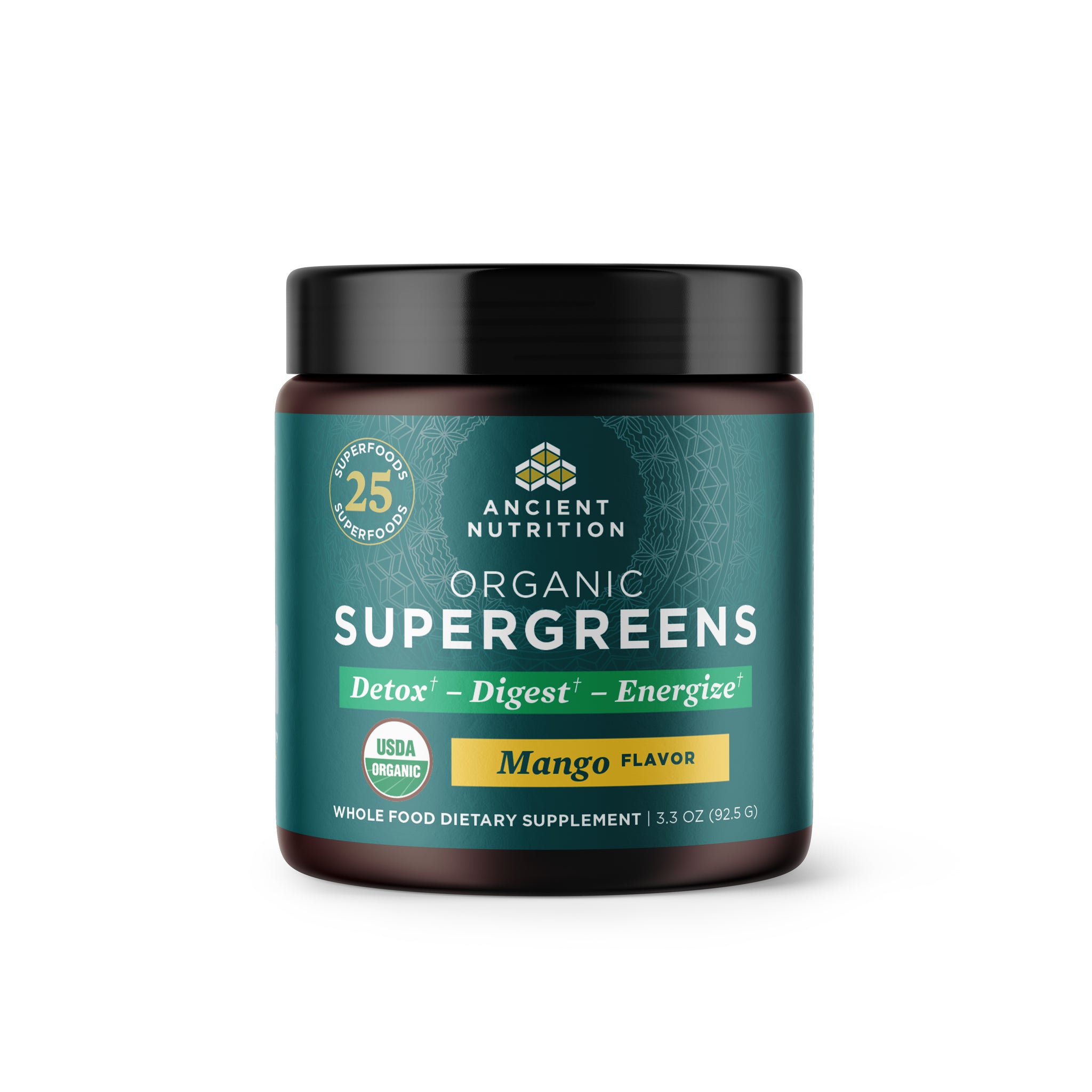 Organic Supergreens Mango Front Label