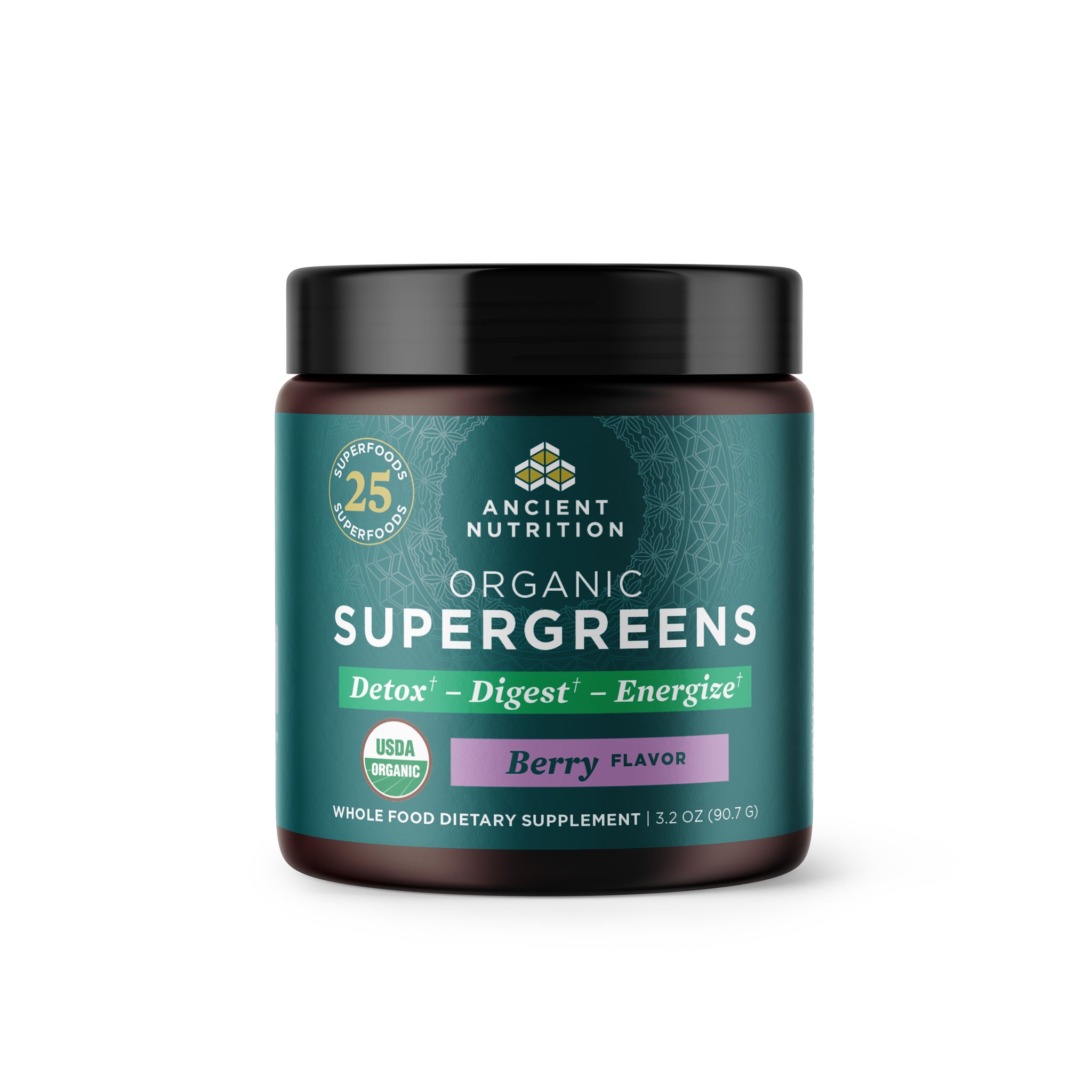 Organic Supergreens Berry- front of label 