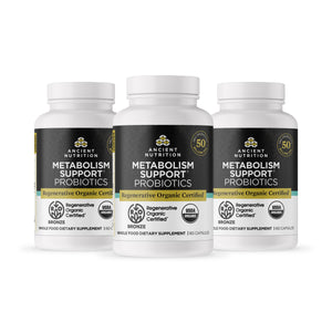 3 Bottles Regenerative Organic Certified® Metabolism Support Probiotics 