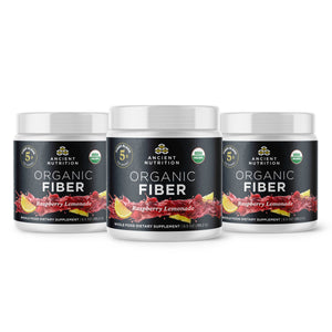 3 Bottles Organic Fiber Powder Pineapple Raspberry Lemonade Flavor 