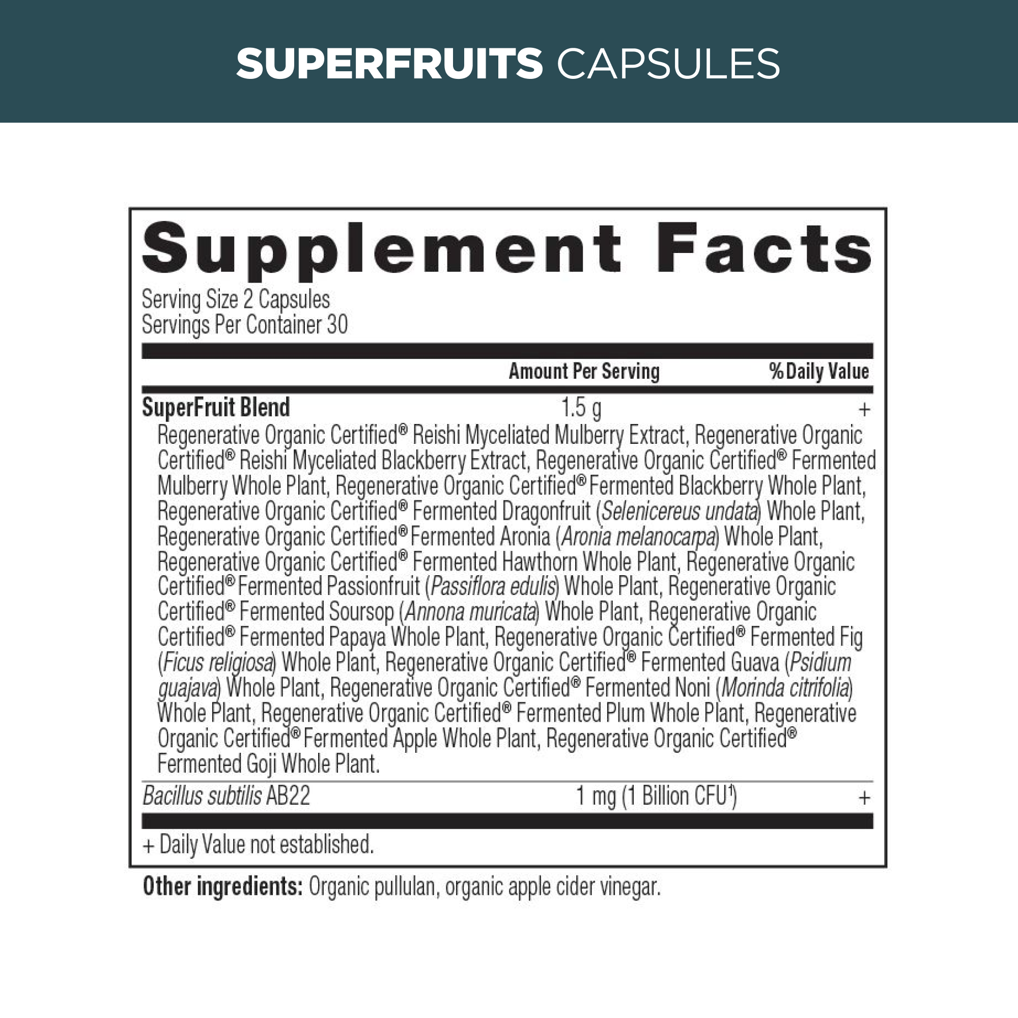 superfruits capsules supplement label