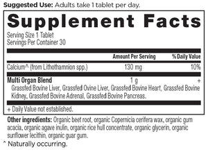 Organs Blend Once Daily Tablets supplement label