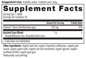 Grass-Fed Liver Once Daily Tablets supplement label