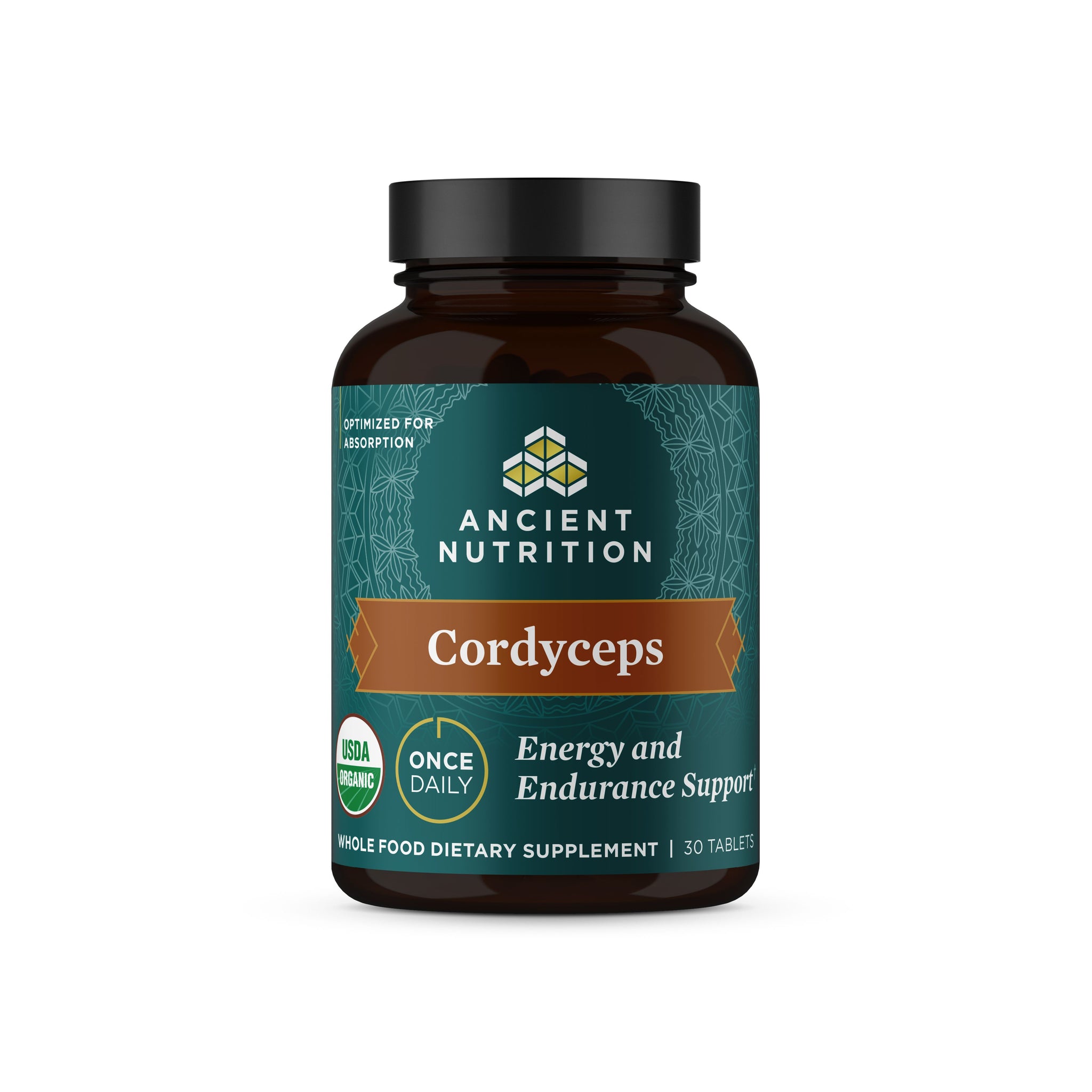 Cordyceps Energy and Endurance Tablets front of bottle