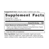 Lion's Mane Mental Clarity and Concentration Tablets (30 Tablets) supplement facts panel