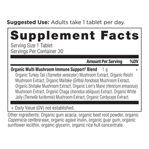 multi mushroom tablets supplement label