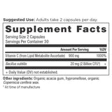 vitamin C + probiotics supplement label