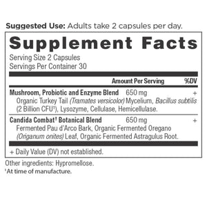 Candida Capsules supplement facts label