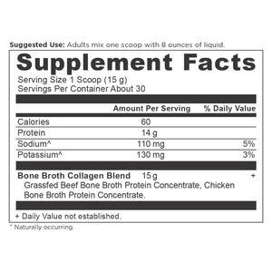 Bone Broth Collagen Pure Supplement Facts Panel 