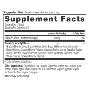 Women's Vitality Once Daily | Tablets (30 Tablets) supplement label