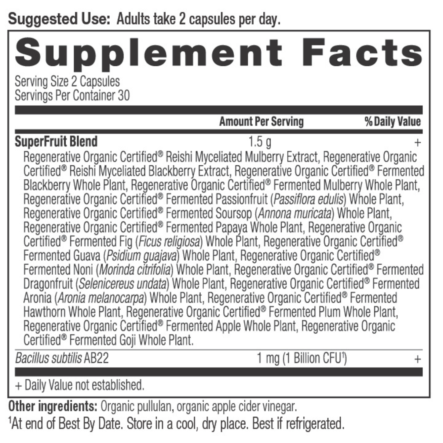 Supplement Facts Panel